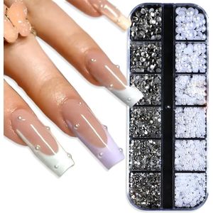 Doos met Halve Kralen Nail Art Bedels en Strasssteentjes - DIY Nageldecoratie