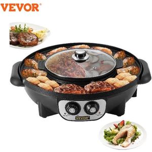 Glowhub - Comfort Living - Vevor Koreaanse BBQ en Hotpot Elektrische Set - Geniet van een Koreaanse Grill en Hotpot Ervaring - Gourmetstel met Steengrill - Zwart