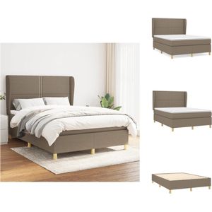 vidaXL Boxspringbed - Comfort Line - Bed - 203 x 147 x 118/128 cm - Taupe - Pocketvering Matras - Middelharde Ondersteuning - Bed