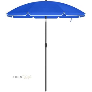 FURNIBELLA - 160 cm parasol, strandparaplu, UV50+, zonbescherming, achthoekige polyester luifel, glasvezel ribben, kantelmechanisme, draagtas, voor strand