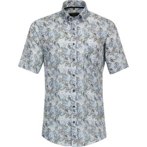 Casa Moda Gebloemd Linnen Overhemd Korte Mouw Button Down - M