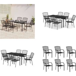 vidaXL 7-delige Tuinset staal antracietkleurig - Tuinset - Tuinsets - Loungeset - Tuinmeubel