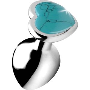 XR Brands Turquoise Heart - Butt Plug - Medium blue