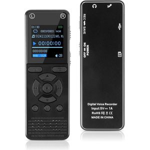 64GB Voice Recorder - Digitale Voice Recorder met Geluidsonderdrukking - 1536 kbps Hoge Opnamekwaliteit - MP3 Voice Recorder - USB-C Voice Recorder - One-Touch Opname voor Interviews en Lessen