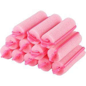 Krultangen - 12 stuks schuimhaarwellingen, zachte sponshaarwellingen met krulontwerp hairstylingroller voor vrouwen meisjes kinderen hairstyling (20 mm, roze)