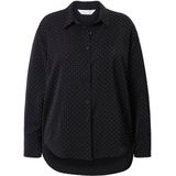 MIAMODA MIAMODA - Dames - Blouse oversized glittersteentjes all-over - Zwart - Maat 44
