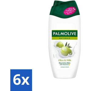 6 x Palmolive Naturals - Olijf & Melk - Douchecrème - Natuurlijk & Verzachtend - 250 ml - Douchecrème - Olijf & Melk - Natuurlijke Ingrediënten - Vegan - Hydraterende