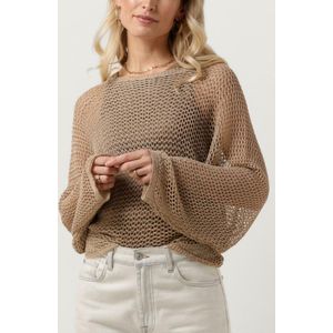 RESORT FINEST Crochet Sweater Truien & vesten Dames - Sweater - Hoodie - Vest- Beige - Maat L