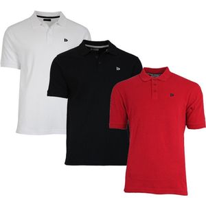 3-Pack Donnay - Polo (Noah) - Sportpolo - Heren - White/Black/Berry-red (403) - maat XXL