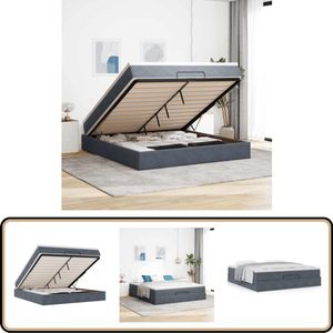 vidaXL Ottoman Bed 180x200 cm - Fluweel Donkergrijs Ottoman Bed - Boxspring Bed - Tweepersoons Bed - Slaapcomfort - Hoofdbord