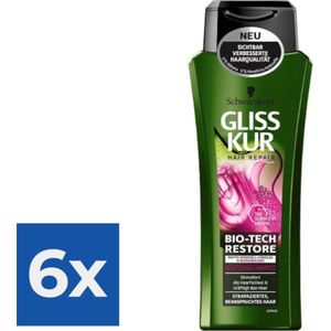 Gliss-Kur Shampoo - Bio-Tech Restore 250 ml - Voordeelverpakking 6 stuks