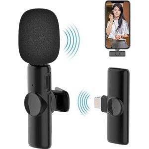 WINNES Draadloze lavalier microfoon voor Iphone en iPad IOS-systeemtelefoon, plug & play reversclip-on mini microfoon voor YouTube Facebook Live stream TikTok Vlog Zoom Video-opname - Ruisonderdrukking / Geen APP & Bluetooth nodig - 1PC