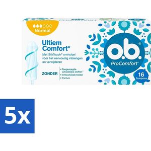 o.b. Tampons - ProComfort Normal - Voor Betrouwbare Bescherming & Comfort - 16 Tampons - Bulkverpakking - 5 stuks