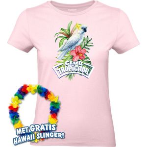 Dames t-shirt Kaketoe Tropical | Toppers in Concert 2024 | Club Tropicana | Hawaii Shirt | Ibiza Kleding | Lichtroze Dames | maat XXL