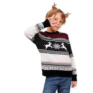 Gezinskersttrui met ronde hals, rendier en sneeuwvlokken, gebreide trui voor dames/heren/kinderen
