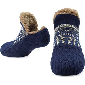 Sokken - huissokken dames en heren 2 paar - Verwarmde sokken - pantoffels sokken - winter sokken - anti slip - fluffy sokken - winter sokken - Blauw -