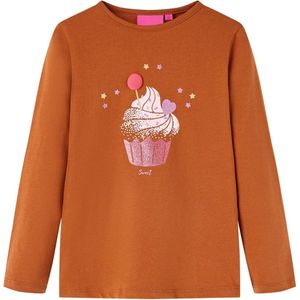 vidaXL-Kindershirt-met-lange-mouwen-ijsjesprint-104-cognackleurig