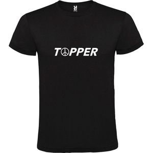 Zwart T-Shirt met “ Topper met Vrede's teken “ tekst Wit Size XXXXXL