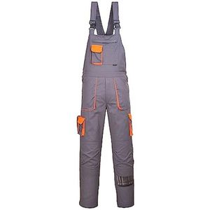 Heren Texo Contrast Bib en Brace Werkoverall Grijs M - Hoge Zichtbaarheid en Veiligheid