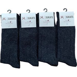 Sukats® Alpaca Sokken - Wollen Sokken - Warme Sokken - 4 Paar - Maat 47-50 - Navy Blue - Verwarmde Sokken - Wintersokken - De Moderne Geitenwollen Sokken Heren