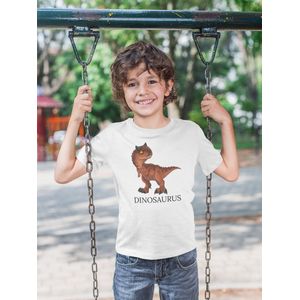 Shirt - dinosaurus - Wurban Wear | Grappig shirt | Leuk cadeau | Unisex tshirt | Kinderkleding jongens | Dino | Dinosaurus | Dinosaurus speelgoed | Dino pak | Baby kleding jongens | Wit