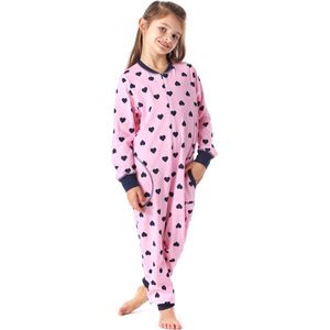 Merry Style Kinder Pyjama - ronde hals - lange mouwen - lange broek met zakken - Katoen - MS-MS10-186-PJ - Rosa Herzen Marine - 122-128