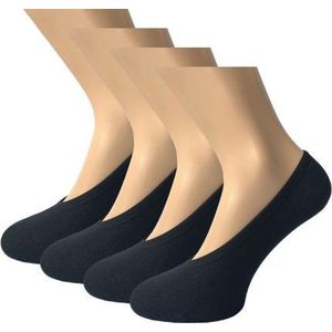 4 paar Footies - SQOTTON - Platte naad - Zwart - Maat 35-38