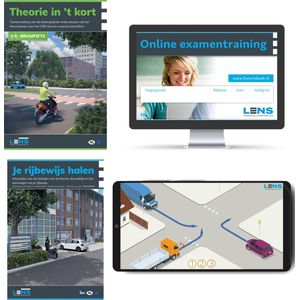 Scooter Rijbewijs AM - (30 uur) Leer online met 50 examens en 3250 Oefenopdrachten + Samenvatting - CBR examenboekje en Mobiele Apps - Slagen zonder Theorieboek - Lens Media