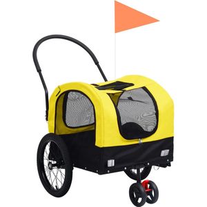 vidaXL - Fietstrailer - en - hondenwagen - 2-in-1 - geel - en - zwart