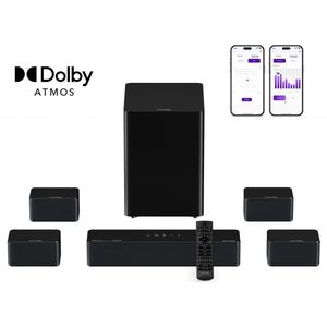 ULTIMEA - Poseidon D80 - Soundbar - Zwart - 7.1-kanaals met Draadloze Subwoofer en 4 Surround Speakers