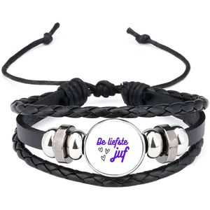 Akyol - de liefste juf armband zwart - Juf - voor de liefste juf - juf - verjaardagscadeau - verjaardag - cadeau - afscheidscadeau - geschenk - leuke cadeau - kado - gift - juffendag