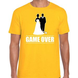 Bellatio Decorations vrijgezellen feest t-shirt heren - Game Over - geel - bachelor party/bruiloft XL