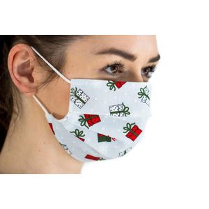 Mondkapje wasbaar - Kerst mondkapje - Licht blauw - Herbruikbaar mondkapje - Stoffen mondmasker - Katoen - Niet-medisch mondkapje