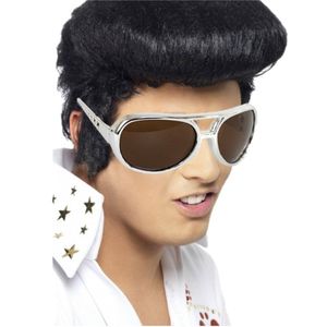 Elvis verkleed set pruik zwart en bril voor heren - Rock and Roll thema uit de jaren 50/60
