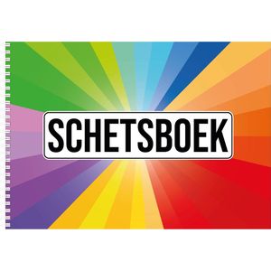 2x A4 Schetsboek/ tekenboek/ kleurboek/ schetsblok met kleuren waaaier volwassenen en kinderen - 50 vellen tekenblok/ tekenpapier