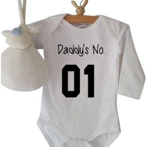 Baby Rompertje met tekst Daddy’s no. 1 | Lange mouw | wit | maat 50-56
