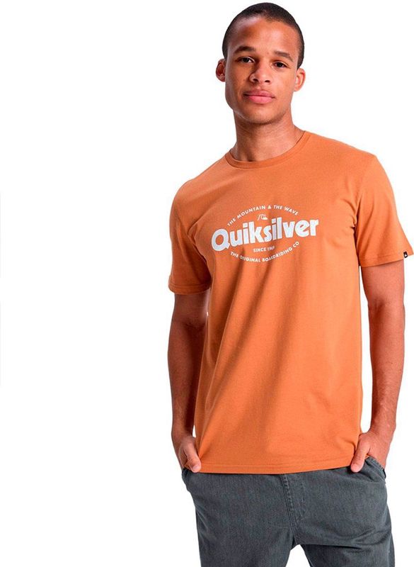 QUIKSILVER - T-shirt - Kastanje - Katoen - Groot Logo