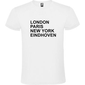 Wit t-shirt met "" London, Paris , New York, Eindhoven "" print Zwart size XS