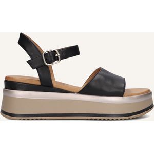 INUOVO - Sandalen - Zwart - Gladleer - Plateauzool