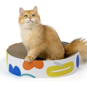 Kattenkrabplanken, 2 in 1 ovale kattenkrabplanken Bowl Nest, gegolfde lounge krabplank voor kattenbed, kattenkrabmeubel voor bank & tapijten & banken (43x33x10cm)
