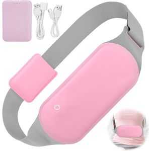 Sander Shop Draagbare menstruatieriem met 3 modi, temperatuur instelbaar, periode warmtekussen met 5000 mAh powerbank, menstruatiepijnverlichting, verwarmingskussen voor vrouwen (roze)