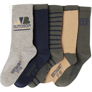 Vertbaudet - Set van 5 Paar Hoge Sokken - Jongens - Katoen - Bijpassende Kleuren