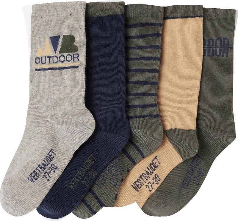 Vertbaudet - Set van 5 Paar Hoge Sokken - Jongens - Katoen - Bijpassende Kleuren