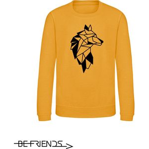 Be Friends Sweater - Wolf - Kinderen - Mosterd geel - Maat 5-6 jaar