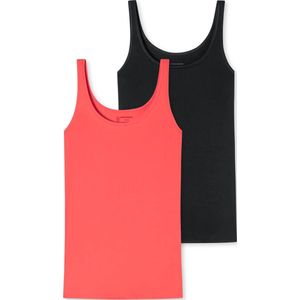 Schiesser 2-Pack dames hemden - Organic 95/5 - zwart/rood - 38