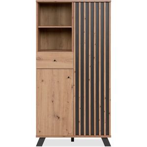 CaliCosy - Buffetkast - Antraciet - Eiken Ambacht - 2 Deuren, 2 Vakken, 1 Lade