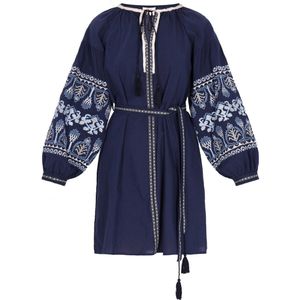 Usha - Jurk - Katoen - Mini - Lange Puffy Mouwen - Etnische Charme