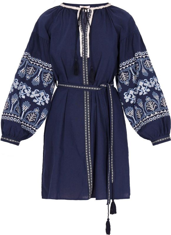 Usha - Jurk - Katoen - Mini - Lange Puffy Mouwen - Etnische Charme