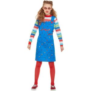 Smiffy's - Chucky & Child's Play Kostuum - Vreselijke Jaloerse Vriendin Chucky - Meisje - Blauw - Medium - Halloween - Verkleedkleding