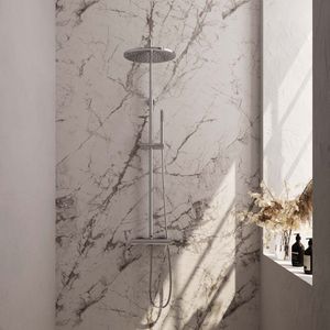 Chrome Edition opbouw thermostatische regendouche - SET 03+ met 30 cm douchekop en staaf handdouche